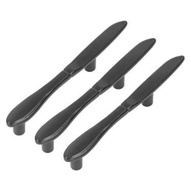 Imagem de Phefop 3 Conjuntos de Puxadores de Armário, Design de Talheres, Alças Espessadas de Liga de Zinco Preta para Gaveta, Guarda-roupa, Prateleira (Faca)