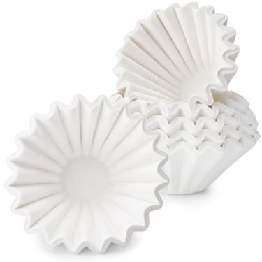 Imagem de Segarty Pacote com 150 filtros de café descartáveis, 1 a 4 xícaras, cesta de papel de 18,3 cm, acessórios de barra de filtro de café para máquina de derramar, forros de café de papel branco para