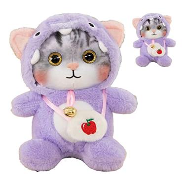Imagem de VBESTLIFE Gato Bonito Boneca de Pelúcia Macio Adorável Fuzzy Bell Gato Boneca de Pelúcia para o Presente do Dia das Crianças Alívio do Tédio (#15)