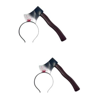 Imagem de TONGMAN 2 peças de faixa de cabeça de Halloween - Tesoura de faca e cutelo de machado, faixas de cabeça assustadoras engraçadas para fantasia de Halloween acessório, Vermelho, G