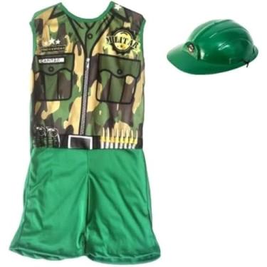 Imagem de Kit Infantil Fantasia Militar com Capacete -GG