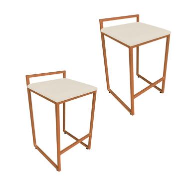 Imagem de CONJUNTO 02 BANQUETAS PIETRA SUEDE BEGE