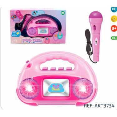 Imagem de Brinquedo Rádio Musical Infantil c/ Microfone + Luz Pop Star - arktoys