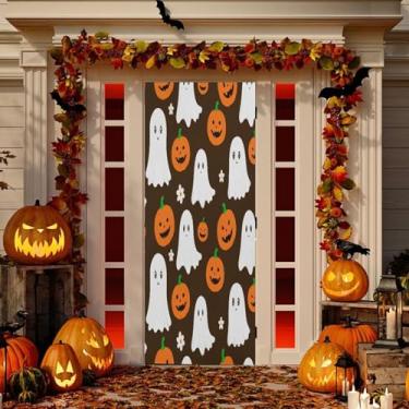 Imagem de Wassud Boo-boos com Pumkins decoração de capa de porta externa interna decoração de varanda casa grande decoração de porta da frente 96 x 98 polegadas