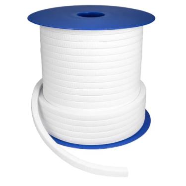 Imagem de Gaxeta Acrílica Branca Teflonada, 14,3mm (9/16), 4 Metros, Material Acrílico, para Vedação Industrial
