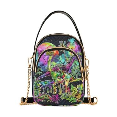 Imagem de CEBUGI Bolsa tiracolo feminina clutch para telefone bolsa de ombro elegante dinossauro com alça de corrente removível
