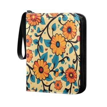 Imagem de Wassud Fichário de 4 bolsos geométrico floral arrojado comporta 400 cartões padrão à prova d'água TCG CCG MTG álbum presentes para colecionadores meninos meninas