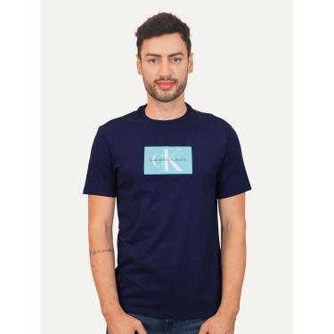 Imagem de Camiseta Calvin Klein Jeans Masculina Issue Logo Light Block Azul Marinho-Masculino