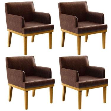 Imagem de Kit 4 Poltronas Beatriz W01 material sintético Marrom - A COLCHOES