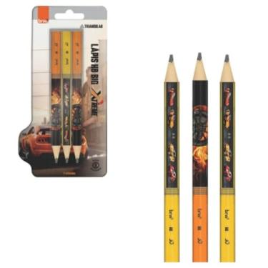 Imagem de Lápis Grafite Jumbo Triangular, Ideal para Mãos Pequenas, 3 Unidades, Macio e Resistente (Carros)