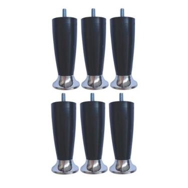 Imagem de Kit Pé Cama Box Queen Bipart Baú Rubi Preto Cromado 12cm - Zoe & Chari