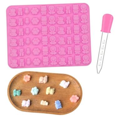 Imagem de Molde de Silicone Animais Leão Hipopótamo Urso Conta gotas 60 Cavidades Chocolate Forma Bala Fini