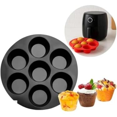 Imagem de Forma Silicone de Cupcake para Air Fryer 7 Cavidades | Assadeira para Muffin, Bolinho, Doces e Salgados Antiaderente