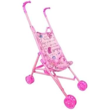 Imagem de Carrinho de Boneca Rosa Para Brincadeiras Cheias de Imaginacao e Estilo,Carrinho de Boneca Dobrável, Rosa, 50cm Altura, com Cinto de Segurança e Tecido Removível