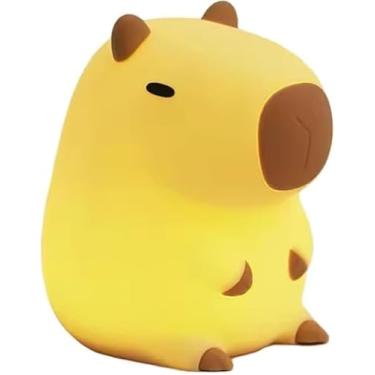Imagem de Luminária LED Capivara Infantil Recarregável USB-C – Luz Noturna que Reage ao Toque