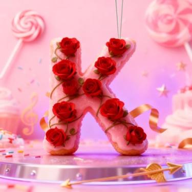 Imagem de Enfeites de Natal A-Z Cristal Pendurado, Dia dos Namorados Letra K Enfeites de árvore de Natal feitos à mão, decoração de carro e casa - Decoração de artesanato de acrílico de Natal, ideias de troca