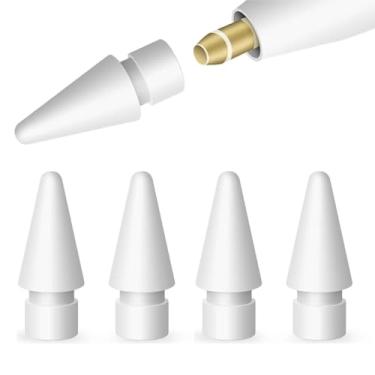 Imagem de Kit com 4 Unidades Ponta Extra Resposição/Substituição Compatível com Caneta Apple Pencil 1 ª / 2 ª geração Ponteira Ponta Fina Alta Precisão Fácil Instação para Desenho e Escrita - Marca Alphix