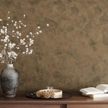 Imagem de VaryPaper Papel de parede de concreto marrom envelhecido de 39,9 cm x 199,9 cm Papel de parede de cal para quarto de parede removível autoadesivo de cimento papel de contato de concreto para bancadas