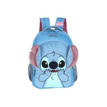Imagem de Mochila Stitch Costas Pelucia Meninas Disney Escolar Passeio, Azul