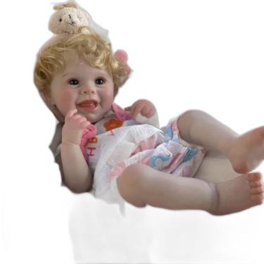Imagem de Bebê Reborn Menina, Sorrindo, Cabelo Fio A Fio Implantado, Realista