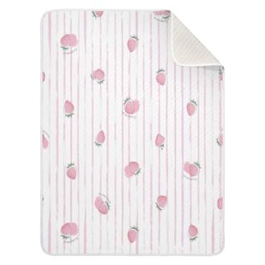 Imagem de Qilmy Cobertor de bebê rosa fofo 76 x 101 cm, cobertor infantil de algodão macio para meninos e meninas, cobertor leve e quente para bebês de berço, carrinho de bebê, soneca, recém-nascido
