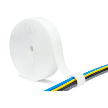 Imagem de Fita reutilizável para gerenciamento de cabos de – rolo de 4,9 m, organizador de cabos ajustável para mesa, escritório, casa, data center, PC, TV, áudio, rede e cabos de carregamento (1,2 cm x 4,9 m