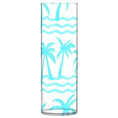Imagem de JUZIHAI Vaso de ondas de palmeira para flores 9,9 cm x 30 cm Cilindro de plástico moderno vaso de flores para centro de mesa de casamento decoração de casa
