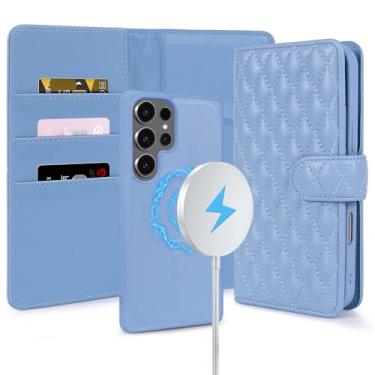 Imagem de Harryshell Capa carteira ultra destacável para Samsung Galaxy S25, capa magnética compatível com Magsafe com bloqueio de RFID, compartimentos para cartões, suporte, capa protetora de couro PU para