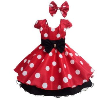 Imagem de Vestido De Festa Infantil Minnie Luxo Com Presilha De Cabelo - Lele In