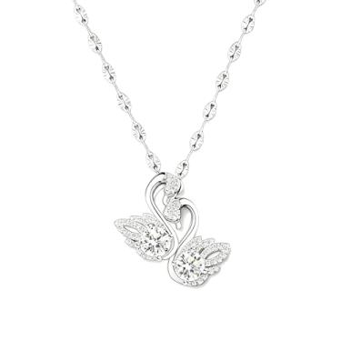 Imagem de Kairosia Colar feminino de zircônia cúbica banhado a ouro branco 14 quilates, gargantilha com pingente de imitação de diamante, moda e pingente, joia feminina, presente de aniversário