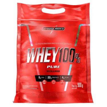 Imagem de Proteína Concentrada Integralmedica Whey 100% Pure 900g, Morango