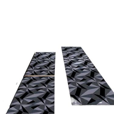 Imagem de Tapetes Cozinha Antiderrapante Geométrico (Bicchiere preto e cinza)