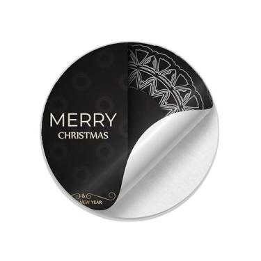 Imagem de Ladrilho Decorativo de Cerâmica Preto com Estampa de Feliz Natal e Ano Novo