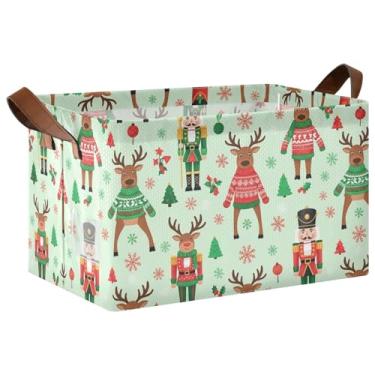 Imagem de Caixas de prateleira verde para quebra-nozes de Natal com 2 alças, 40 x 29 x 25 cm, organizador de roupas dobrável para armário, armazenamento e organização do quarto, 1 pacote