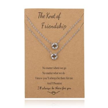 Imagem de Conjunto de colar de presente de aniversário e Natal para mulheres, melhor amiga, para 2 ideias de presente de nó de amizade de longa distância, Small, Cobre, Sem Pedra Preciosa