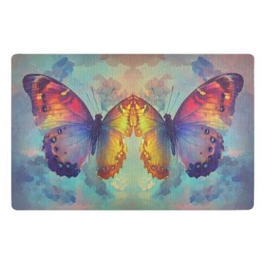 Imagem de Joisal Tapete colorido borboletas para porta da frente, entrada interna, tapete de boas-vindas, tapete de área pequena 81 x 50 cm