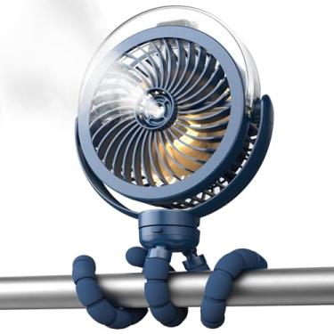 Imagem de Ventilador de carrinho de bebê, refrigerador pessoal operado por bateria de 6000 mAh, ventilador portátil pequeno recarregável, com modos de névoa dupla, clipe flexível para academia, acampamento