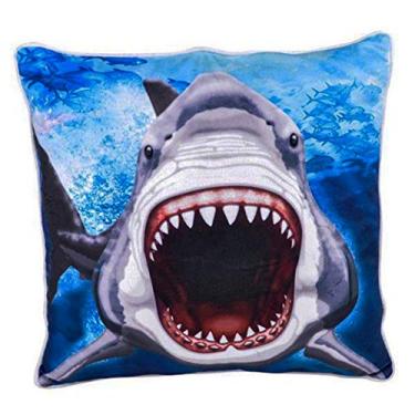 Imagem de Almofada decorativa para casa Forest & Twelfth para cama e sofá, 33 x 33 cm, decorações de animais para sala de estar, decoração étnica, pelúcia de pelúcia macia, presente refrescante para casa, Shark
