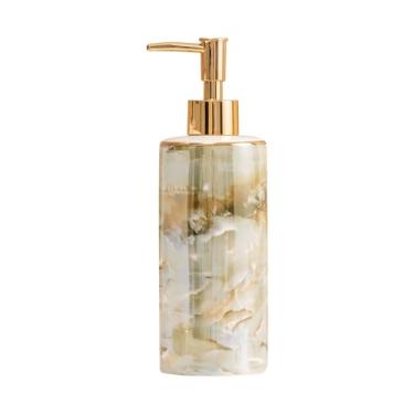 Imagem de hezhuhe2258 Dispensador de sabão de cerâmica dispensador de sabão para bancada, banheiro, cozinha, sabonete líquido para mãos ou louças 371.4 g/390ml(C)