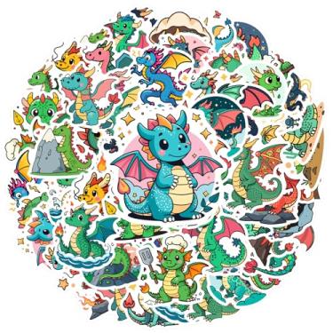 Imagem de 50 peças Dragon Fantasy Mythical Adventure Fire Breathing Scaly Winged Miniatura Adorável para DIY Phone Laptop Scrapbook Bike Notebook Bagagem Copo de Celular