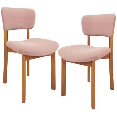 Imagem de Kit 02 Cadeiras Para Sala de Jantar Cozinha Living Estofada Dara L02 Bouclê Rosê - Lyam Decor