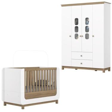 Imagem de Berco Mini Cama e Guarda Roupa 4 P 2 G Aconchego Branco Jequitiba Hp Henn
