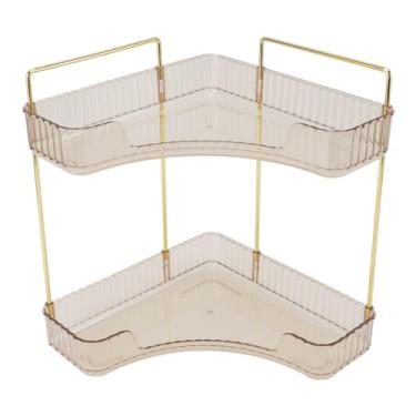 Imagem de GLOGLOW Organizador de Bancada de Banheiro de Canto de Prateleira de 2 Camadas, Ferro Metálico e PP, Economia de Espaço, 11,61 X 8,27 X 13,58 Polegadas, para Suprimentos de Armazenamento de (Âmbar)