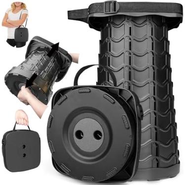 Imagem de Fishboy Banqueta quadrada dobrável atualizada, peso máximo de 181 kg, leve, mas resistente, portátil, retrátil e dobrável para adultos, pesca ao ar livre, trilhas, (quadrado preto)