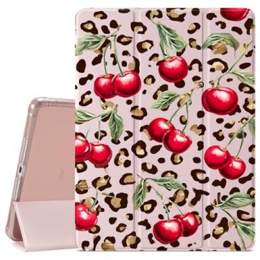 Imagem de VibrantFruitique Capa Coquette com estampa de leopardo para iPad Air de 13 polegadas (M3) 2025 / (M2) 2024 / iPad Pro 12,9 polegadas 2022/2021 capa de cereja fofa, porta-lápis, traseira transparente e