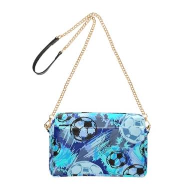 Imagem de Joitme Bolas de futebol abstratas bolsas transversais bolsa feminina bolsa de celular linda alça de corrente bolsa de ombro de couro PU