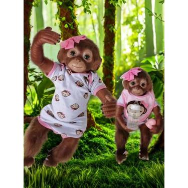 Imagem de Boneca Bebê Reborn De Macaco Realista De 20 Polegadas, Brinquedo Fofo 