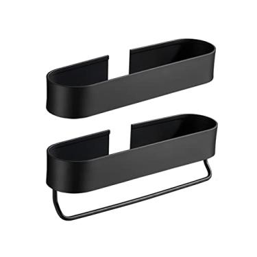 Imagem de Prateleiras de banheiros, suporte de chuveiro, suporte de parede para xampu com barra de toalha, organizador de cozinha de 2 camadas para banheiro, prateleira flutuante, organizador de prateleira de