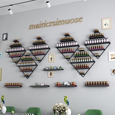 Imagem de Prateleiras de metal de armazenamento de esmaltes de parede de 5 camadas de metal para parede, suporte de exibição de esmalte de unha, prateleira de combinação de perfume de óleo essencial para salão