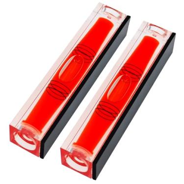 Imagem de Dois pacotes de mini bolhas de nível de alta precisão, bolha de nível pequeno, nível de contas planas de três linhas, régua de nível, nível doméstico magnético (magnetismo, 80 x 15 x 17 mm)